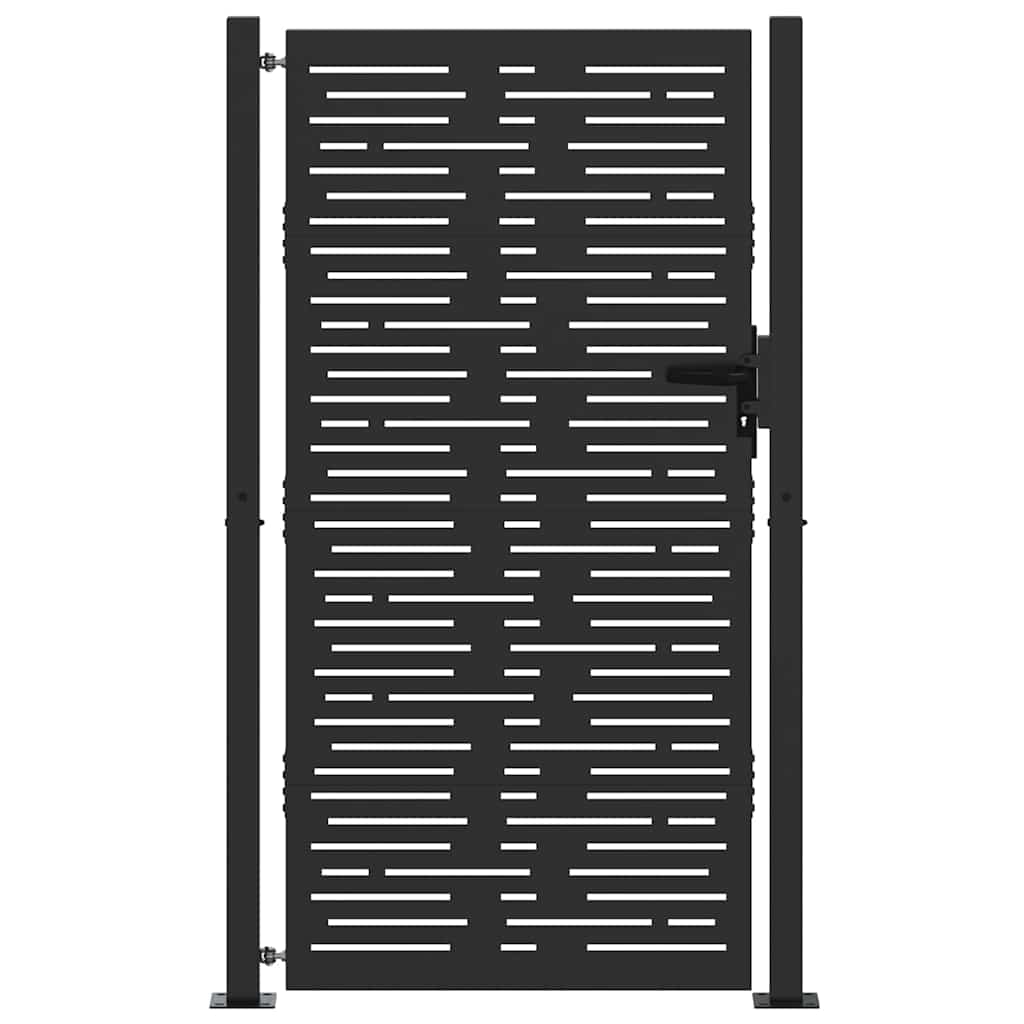 Garden Gate with Lock Black 110 x 180 cm Powder-Coated Steel