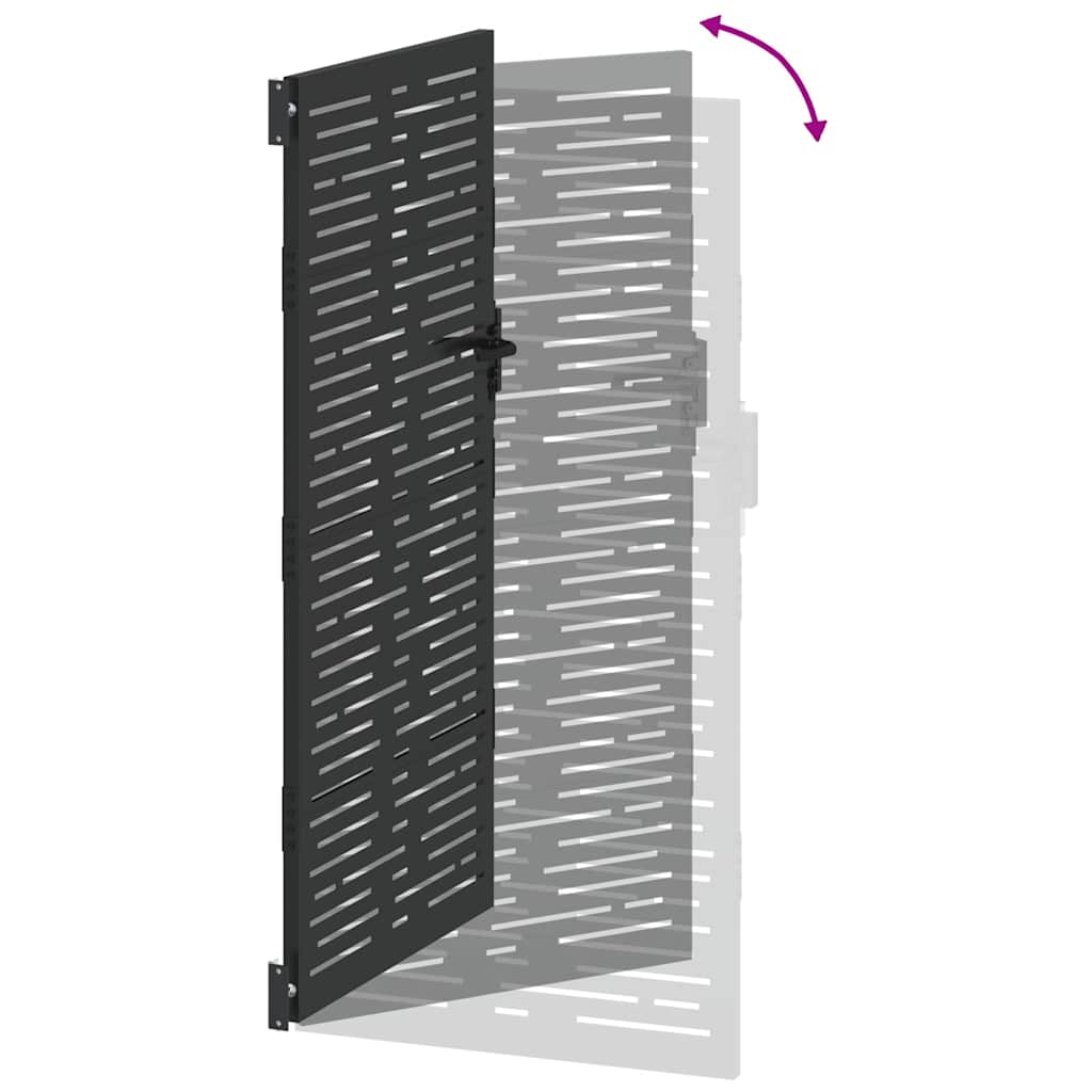 Garden Gate with Lock Black 110 x 180 cm Powder-Coated Steel