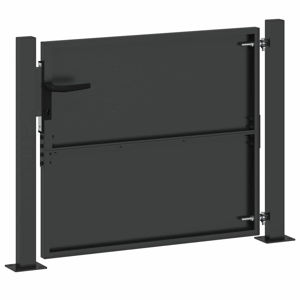 Garden Gate with Lock Black 110 x 105 cm Powder-Coated Steel