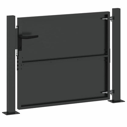 Garden Gate with Lock Black 110 x 105 cm Powder-Coated Steel