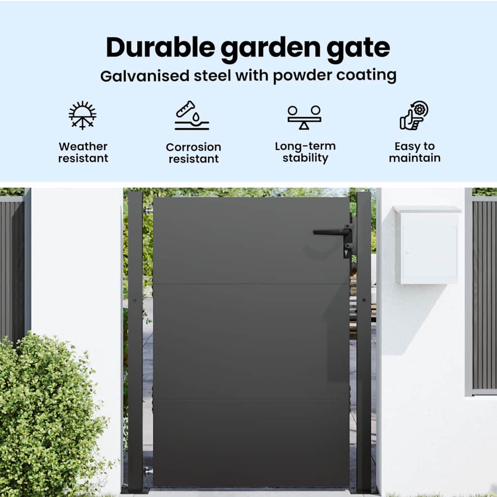 Garden Gate with Lock Black 105 x 130 cm Powder-Coated Steel