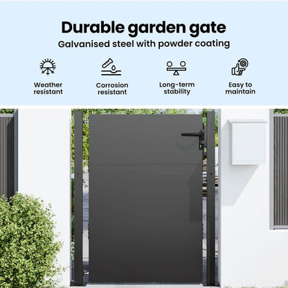 Garden Gate with Lock Black 105 x 130 cm Powder-Coated Steel