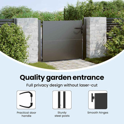 Garden Gate with Lock Black 105 x 130 cm Powder-Coated Steel