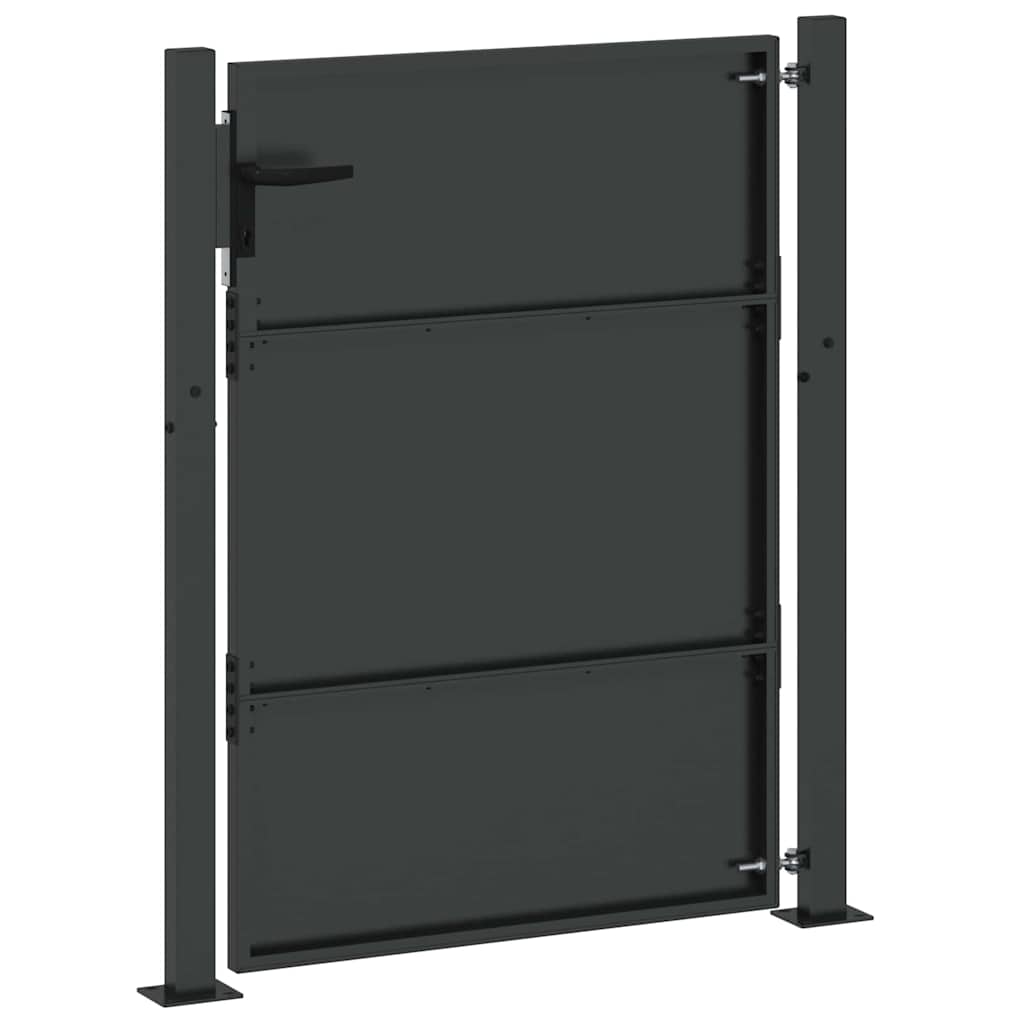 Garden Gate with Lock Black 105 x 130 cm Powder-Coated Steel