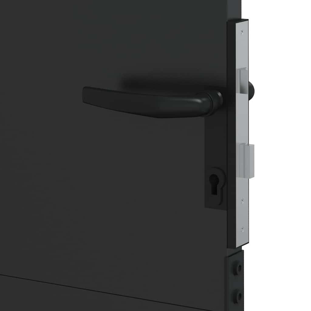 Garden Gate with Lock Black 110 x 155 cm Powder-Coated Steel