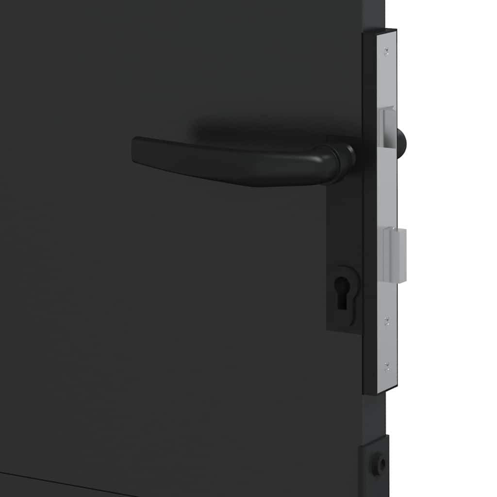 Garden Gate with Lock Black 105 x 205 cm Powder-Coated Steel