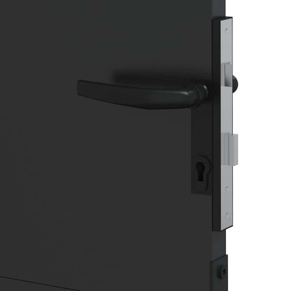 Garden Gate with Lock Black 105 x 205 cm Powder-Coated Steel