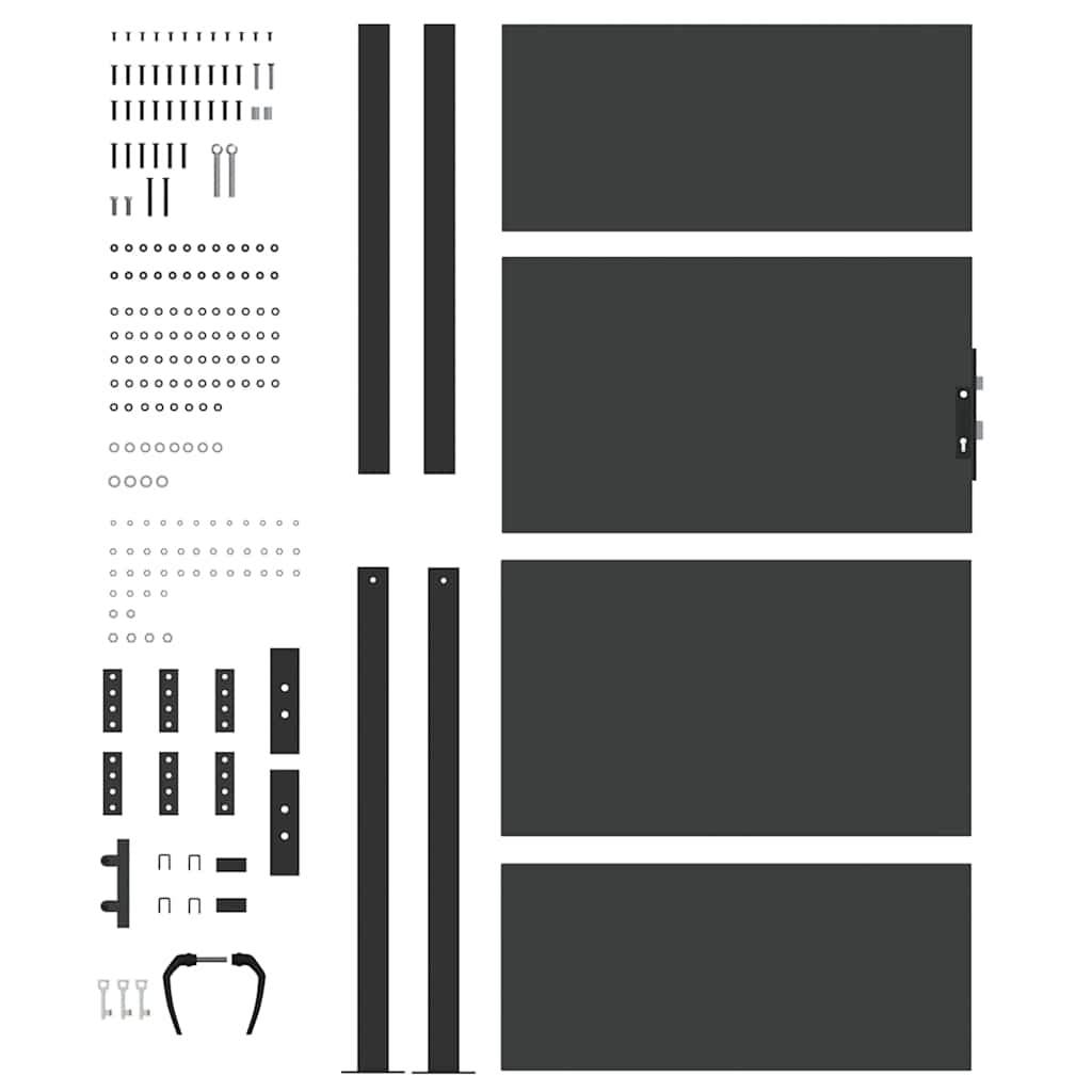 Garden Gate with Lock Black 105 x 205 cm Powder-Coated Steel