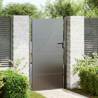 Garden Gate with Lock Black 105 x 205 cm Powder-Coated Steel
