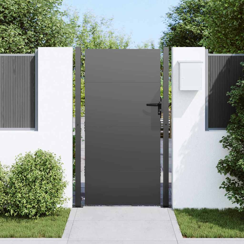 Garden Gate with Lock Black 105 x 205 cm Powder-Coated Steel