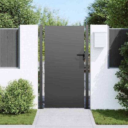 Garden Gate with Lock Black 105 x 205 cm Powder-Coated Steel