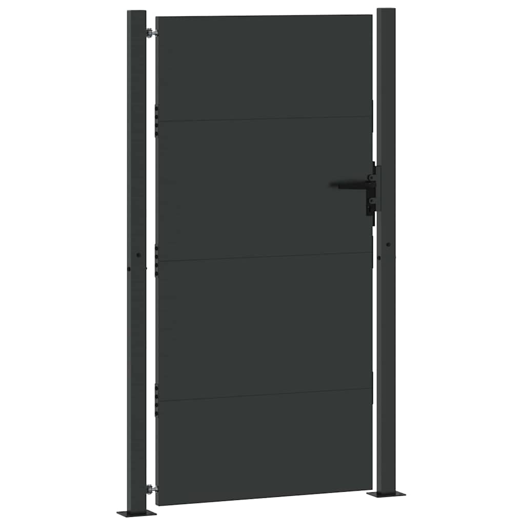 Garden Gate with Lock Black 105 x 205 cm Powder-Coated Steel