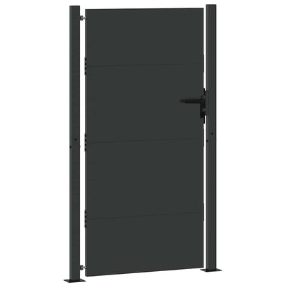 Garden Gate with Lock Black 105 x 205 cm Powder-Coated Steel