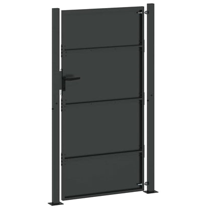 Garden Gate with Lock Black 105 x 205 cm Powder-Coated Steel