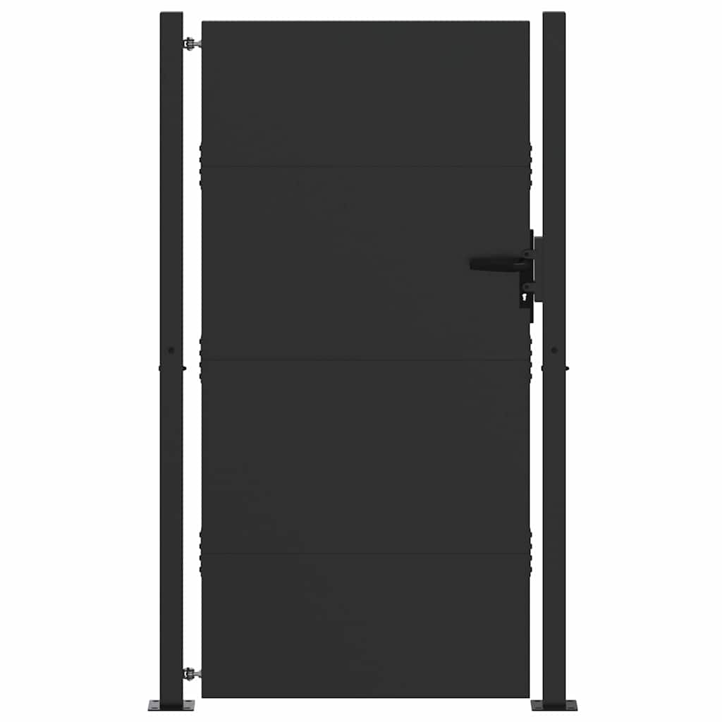 Garden Gate with Lock Black 105 x 205 cm Powder-Coated Steel