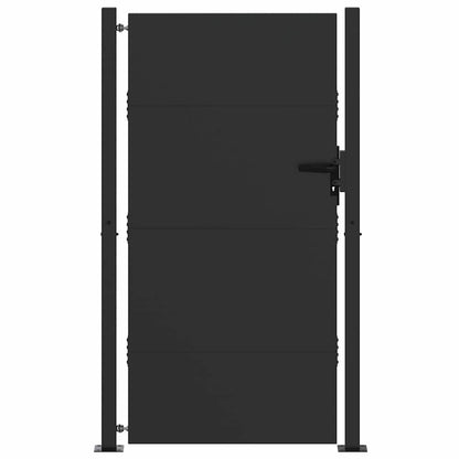 Garden Gate with Lock Black 105 x 205 cm Powder-Coated Steel