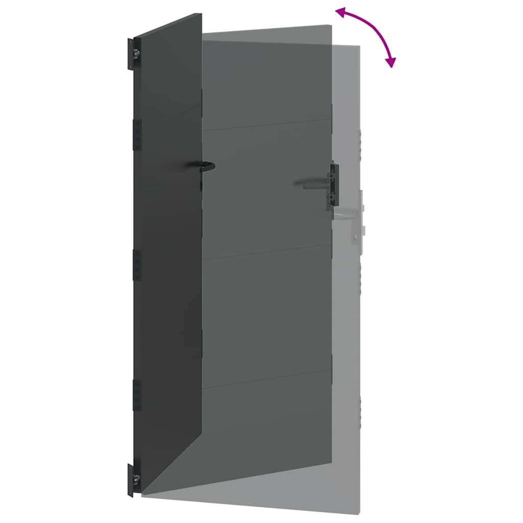 Garden Gate with Lock Black 105 x 205 cm Powder-Coated Steel