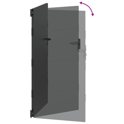 Garden Gate with Lock Black 105 x 205 cm Powder-Coated Steel