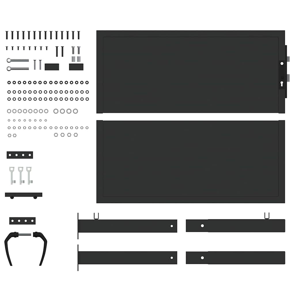 Garden Gate with Lock Black 110 x 105 cm Powder-Coated Steel