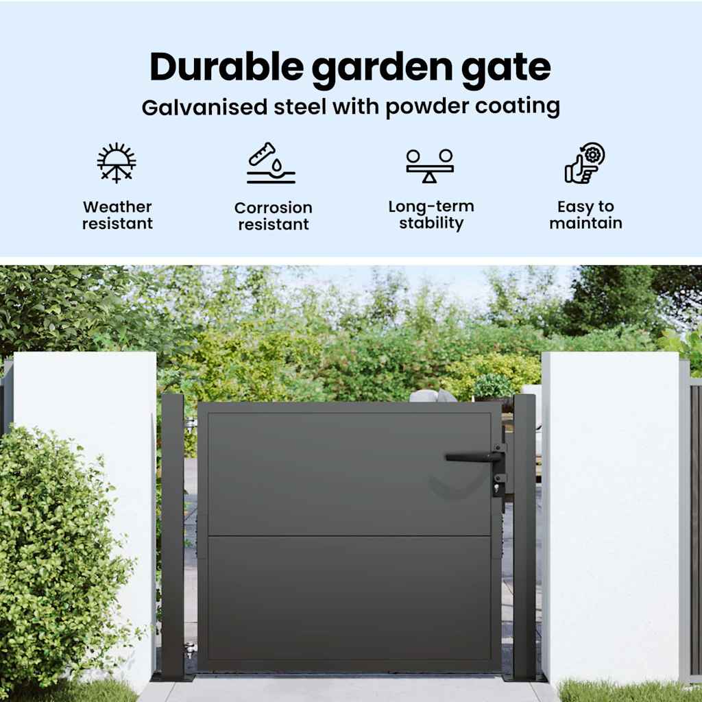 Garden Gate with Lock Black 110 x 105 cm Powder-Coated Steel