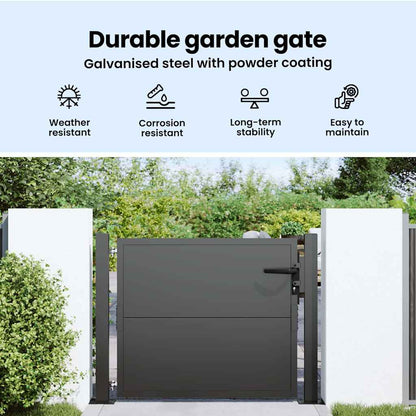 Garden Gate with Lock Black 110 x 105 cm Powder-Coated Steel