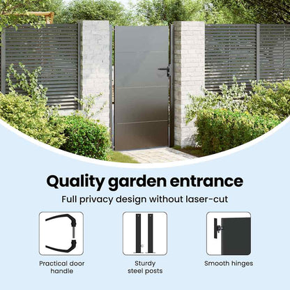 Garden Gate with Lock Black 110 x 105 cm Powder-Coated Steel
