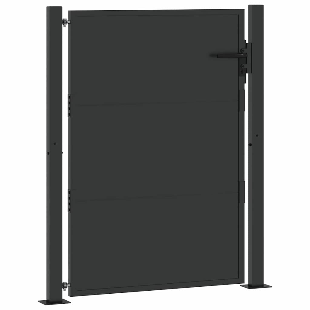 Garden Gate with Lock Black 110 x 130 cm Powder-Coated Steel