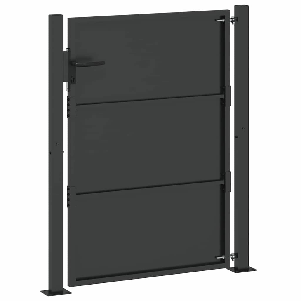 Garden Gate with Lock Black 110 x 130 cm Powder-Coated Steel