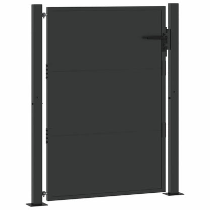 Garden Gate with Lock Black 110 x 155 cm Powder-Coated Steel
