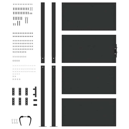 Garden Gate with Lock Black 110 x 180 cm Powder-Coated Steel