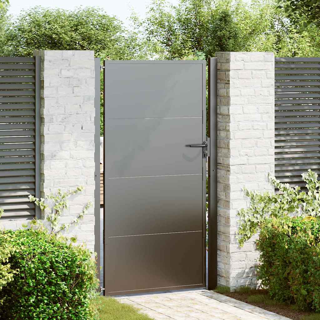 Garden Gate with Lock Black 110 x 180 cm Powder-Coated Steel