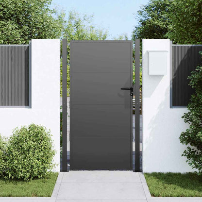 Garden Gate with Lock Black 110 x 180 cm Powder-Coated Steel