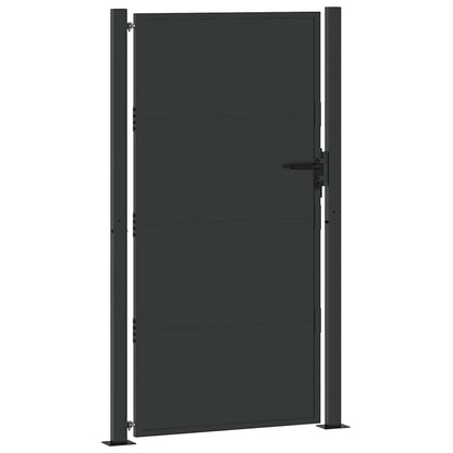 Garden Gate with Lock Black 110 x 180 cm Powder-Coated Steel