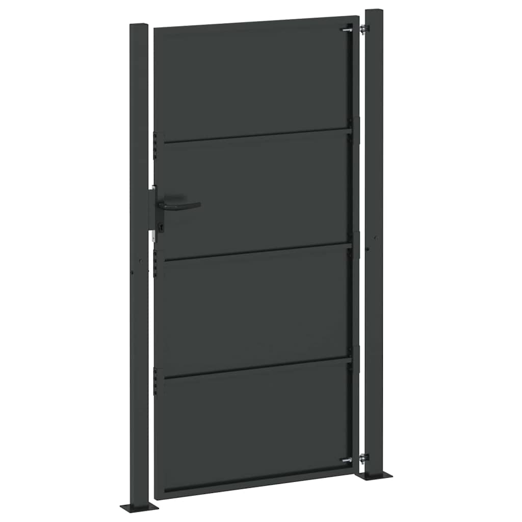 Garden Gate with Lock Black 110 x 180 cm Powder-Coated Steel