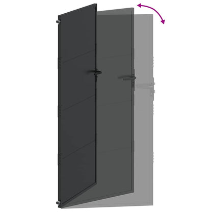 Garden Gate with Lock Black 110 x 180 cm Powder-Coated Steel