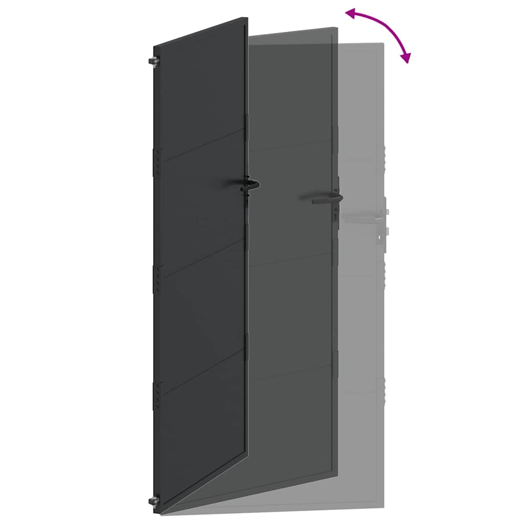 Garden Gate with Lock Black 110 x 205 cm Powder-Coated Steel