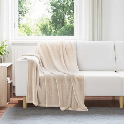 Throw Blanket Beige 130 x 150 cm Fleece