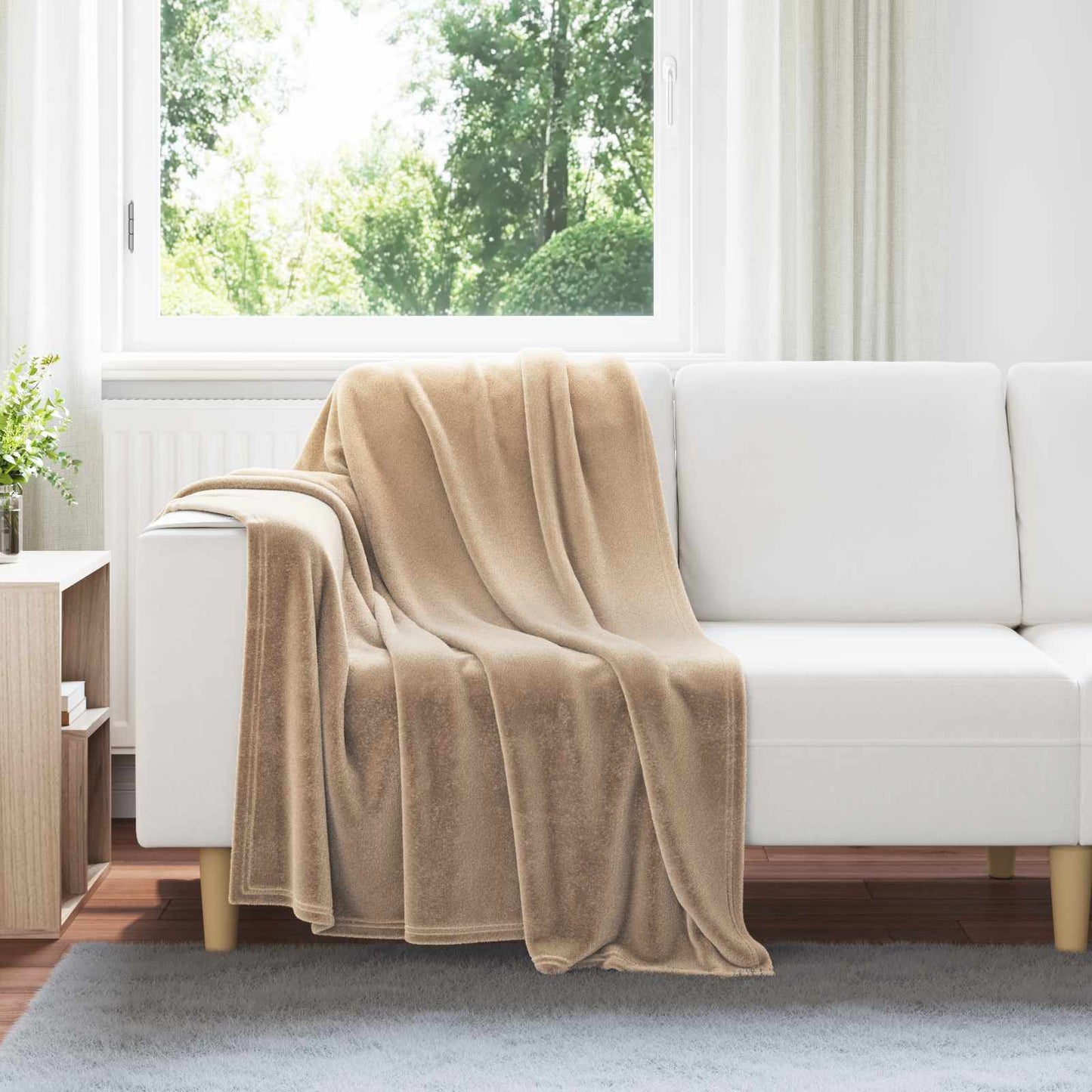Throw Blanket Camel 130 x 150 cm Fleece