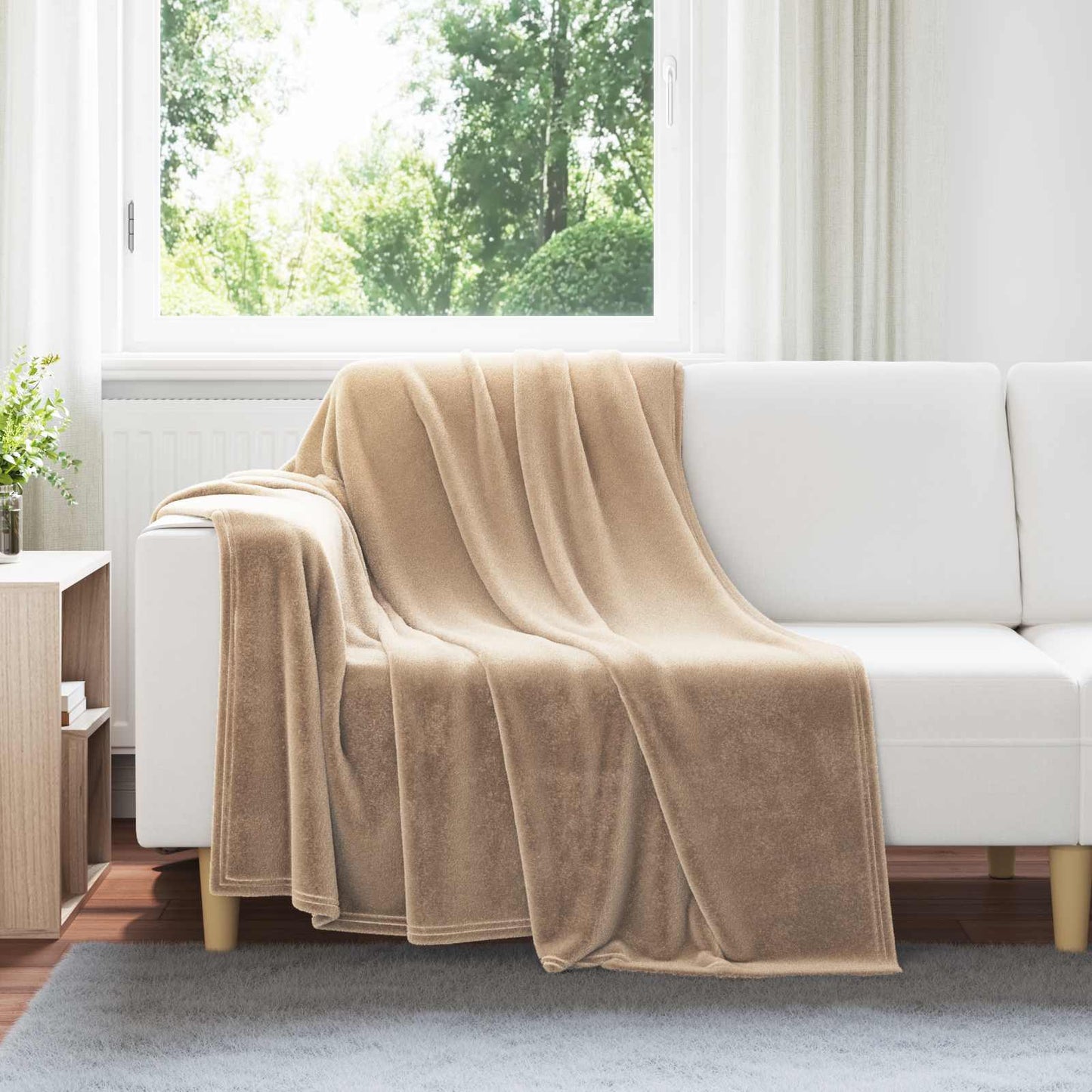 Throw Blanket Camel 150 x 200 cm Fleece