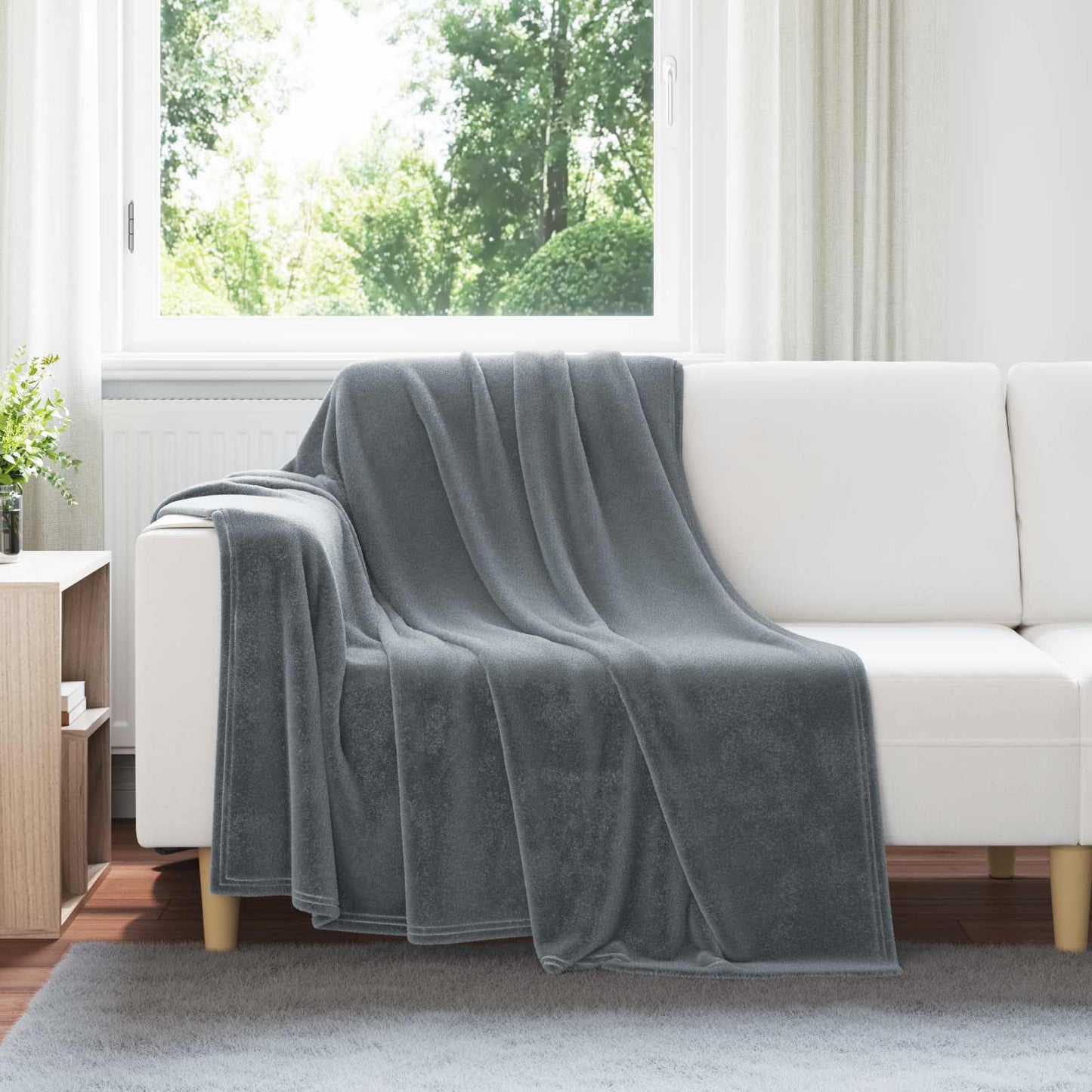 Throw Blanket Dark Grey 150 x 200 cm Fleece