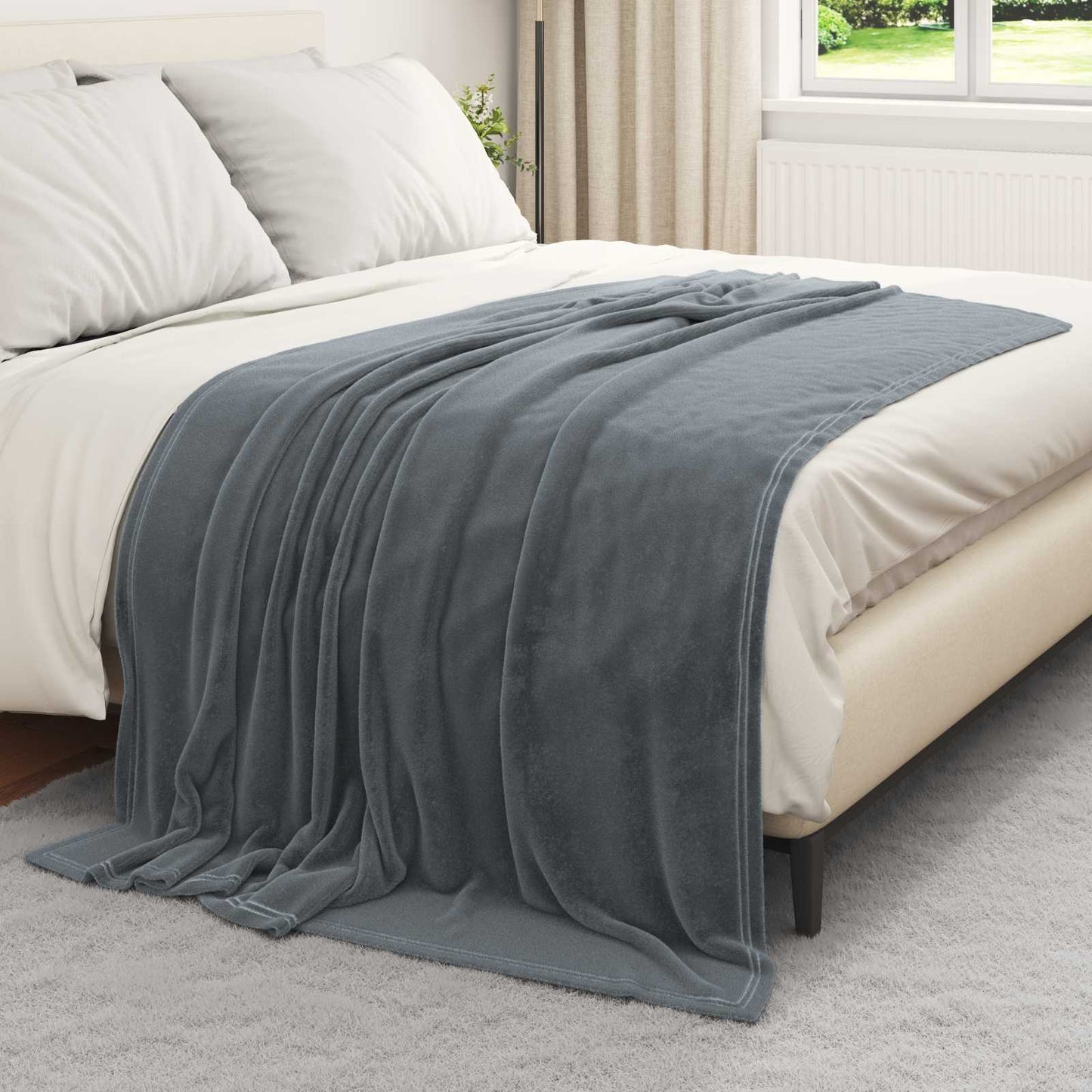 Throw Blanket Dark Grey 150 x 200 cm Fleece
