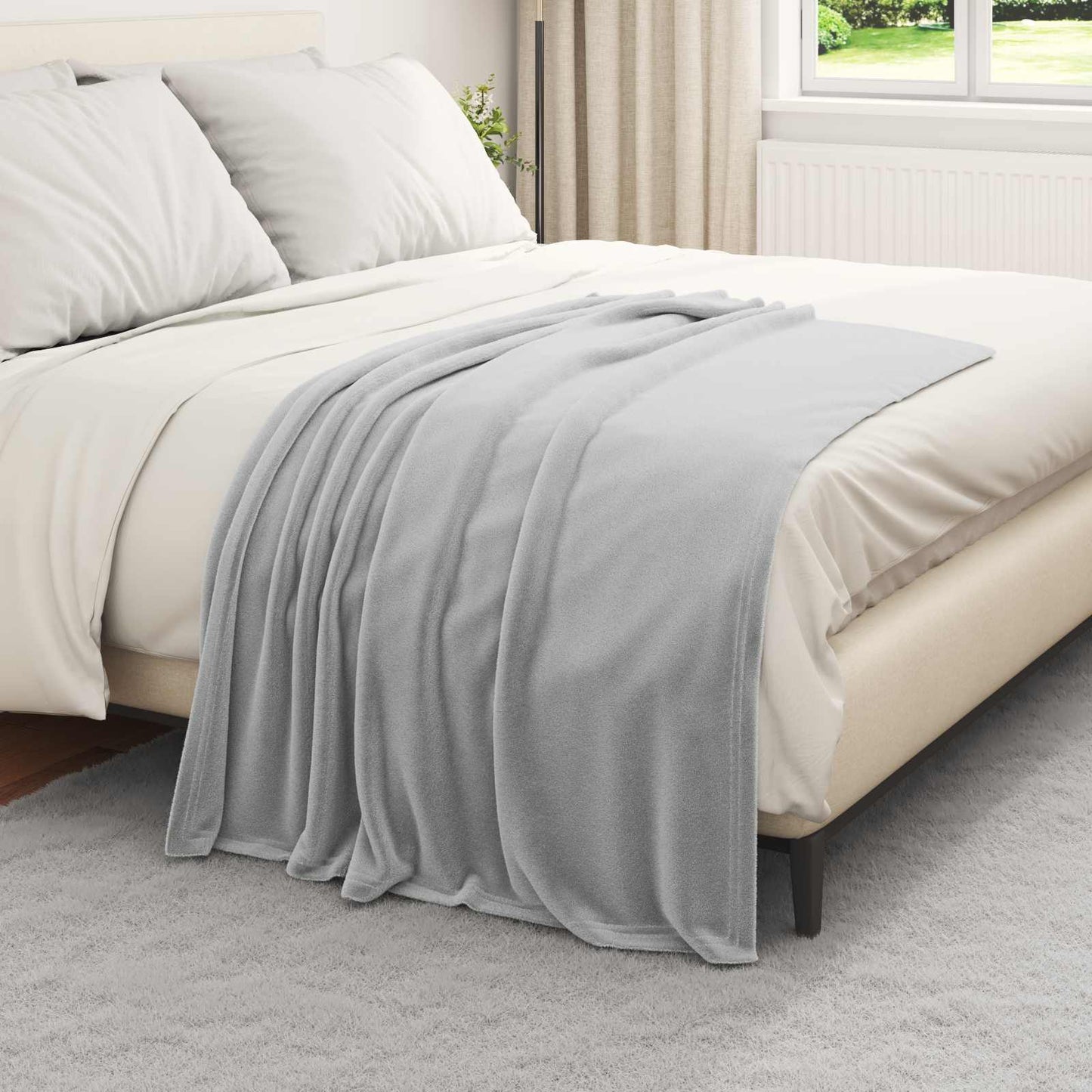 Throw Blanket Grey 130 x 150 cm Fleece