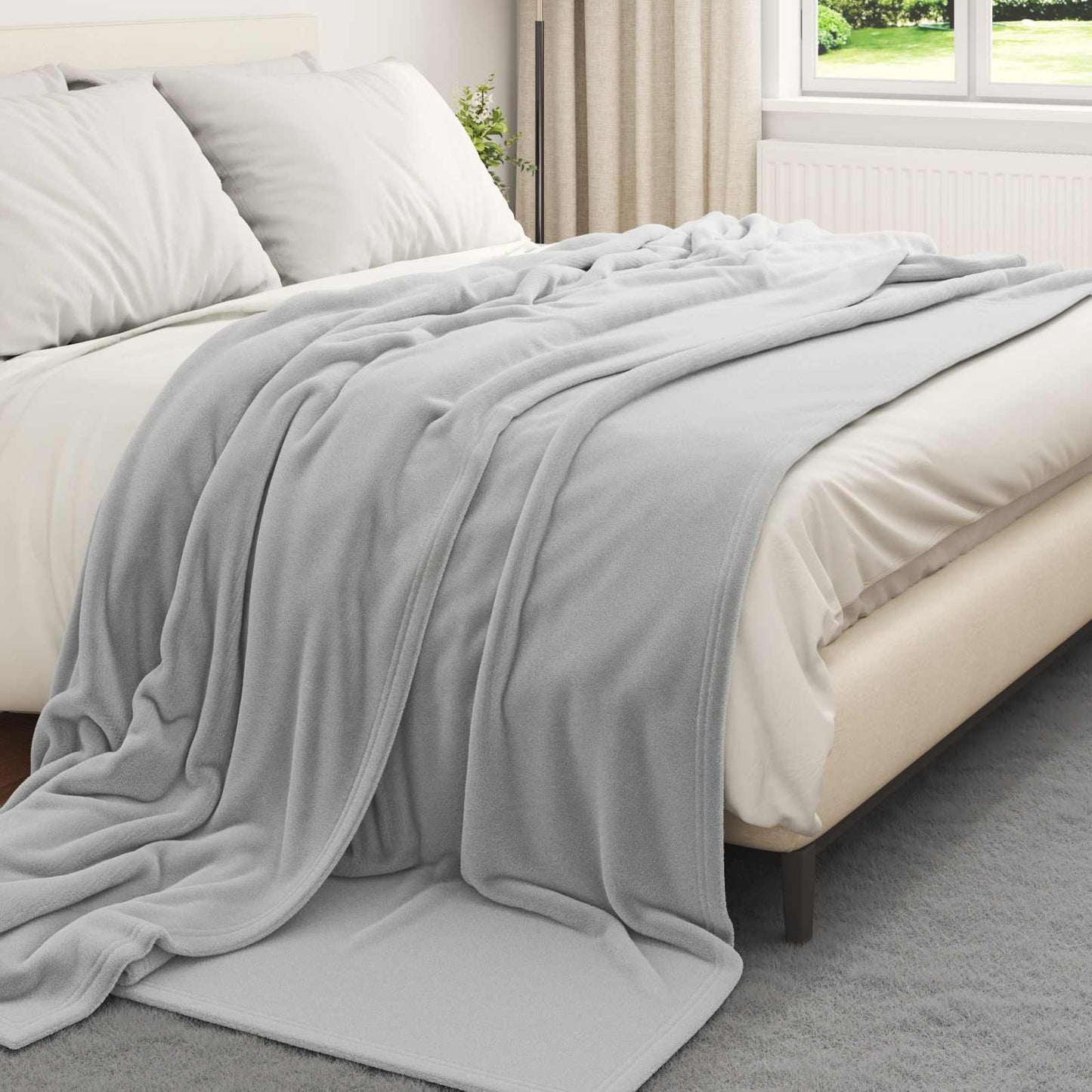 Throw Blanket Grey 240 x 270 cm Fleece