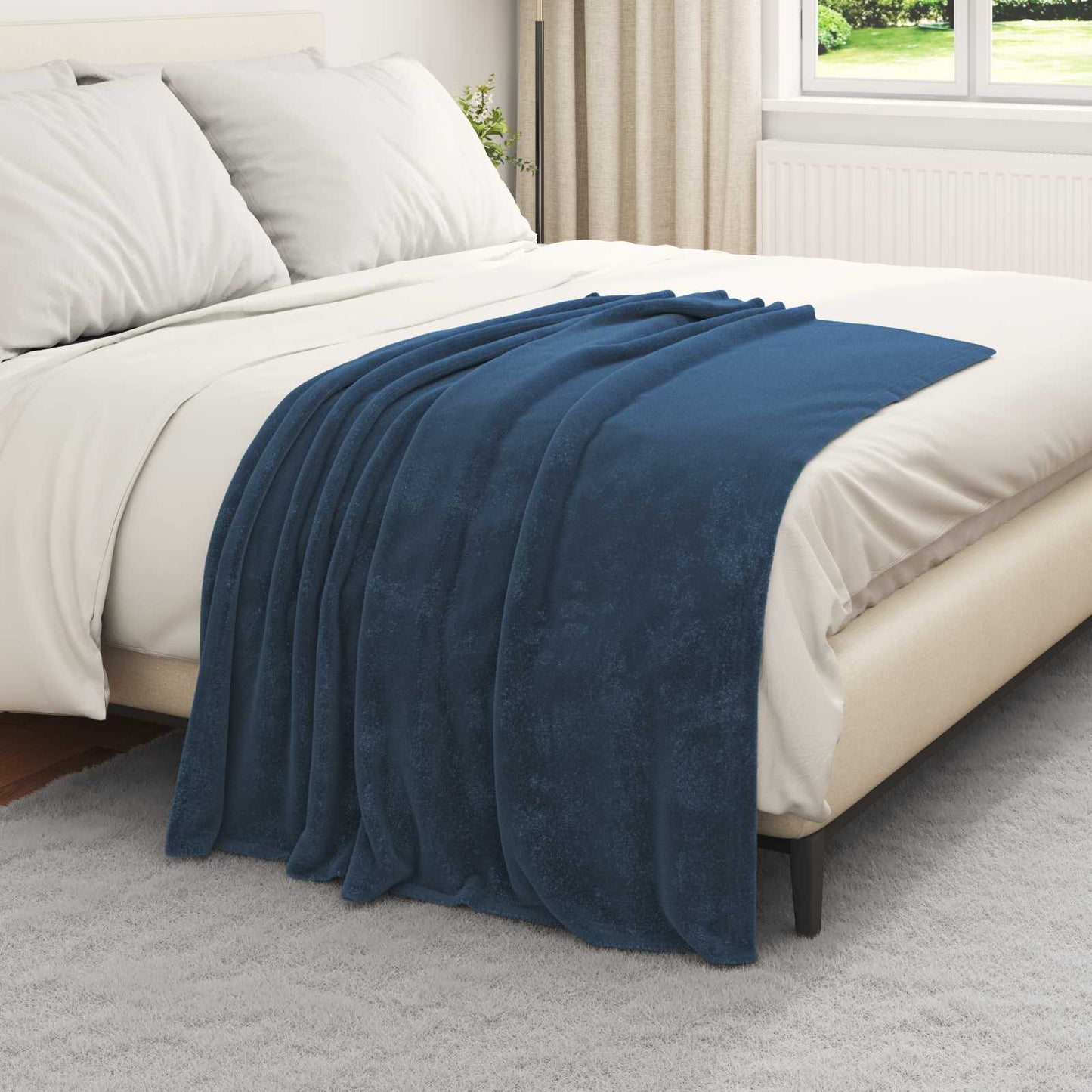 Throw Blanket Navy Blue 130 x 150 cm Fleece