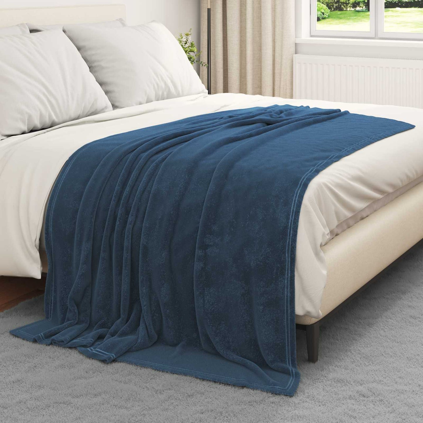 Throw Blanket Navy Blue 150 x 200 cm Fleece
