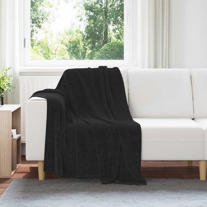 Throw Blanket Black 130 x 150 cm Fleece
