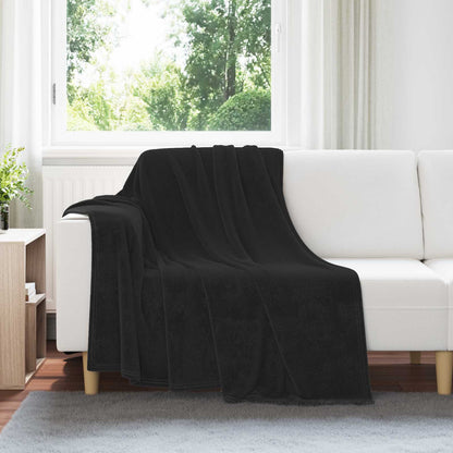 Throw Blanket Black 150 x 200 cm Fleece