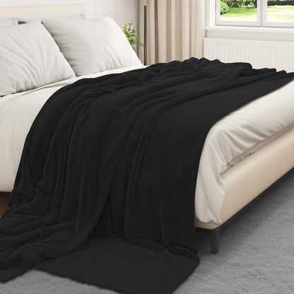 Throw Blanket Black 240 x 270 cm Fleece