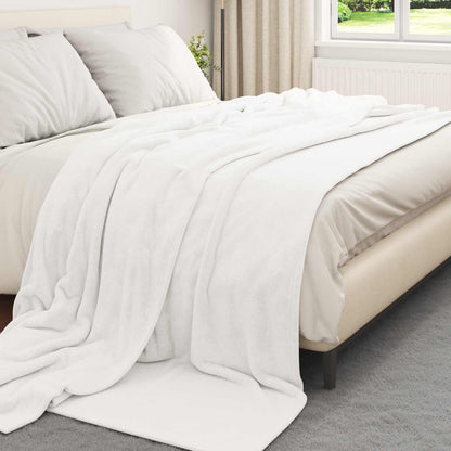 Throw Blanket White 240 x 270 cm Fleece