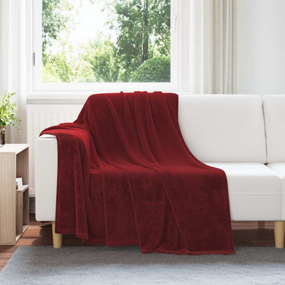 Throw Blanket Bordeaux Red 150 x 200 cm Fleece
